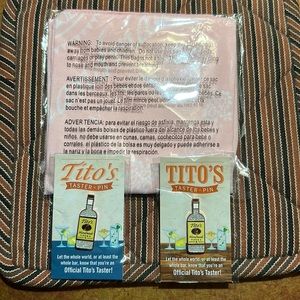 Tito’s vodka bandana and pins